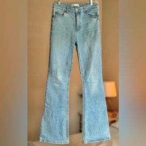 Zara light blue wash-high rise- denim flares- size 6